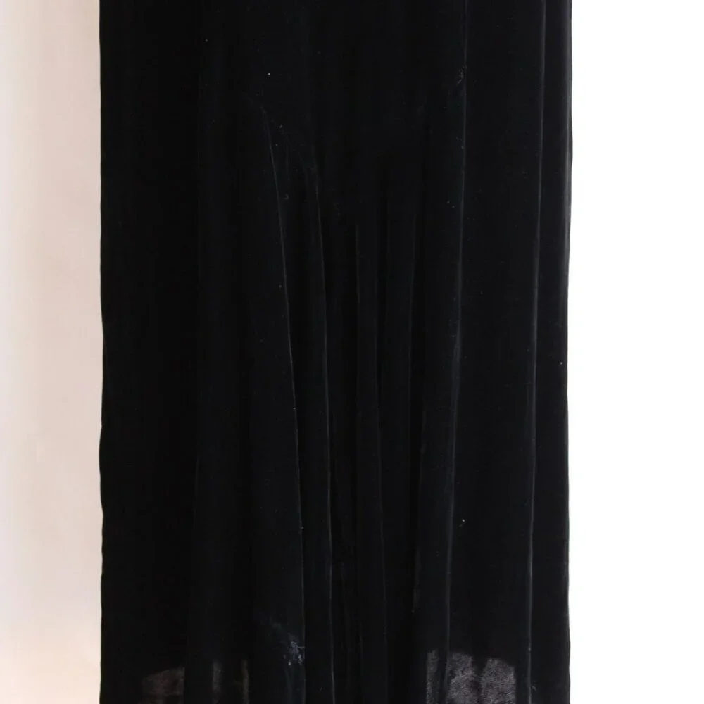 Vintage 1930s Dress, Kiviette Black Silk Velvet Rare Full Length Gown, Couture - Picture 11 of 13